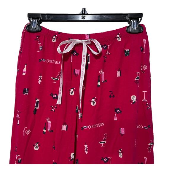HUE Womens Small Holiday Classic Pajama Lounge Pants Christmas Cocktails Snowmen - Picture 6 of 10